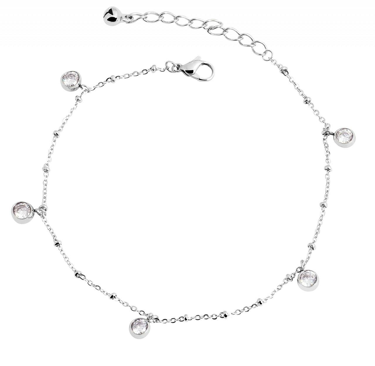 Akzent® Pulseira para Pé Prateada em Aço Inoxidável - 0001