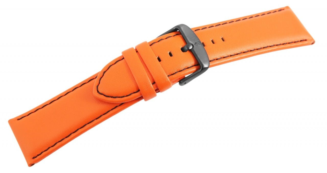 Mestre Artesão® Bracelete de Relógio Laranja em Couro Genuíno - 26mm - 0145