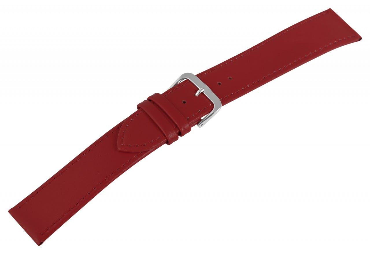 Mestre Artesão® Bracelete de Relógio Vermelha em Couro Genuíno - 24mm - 0428