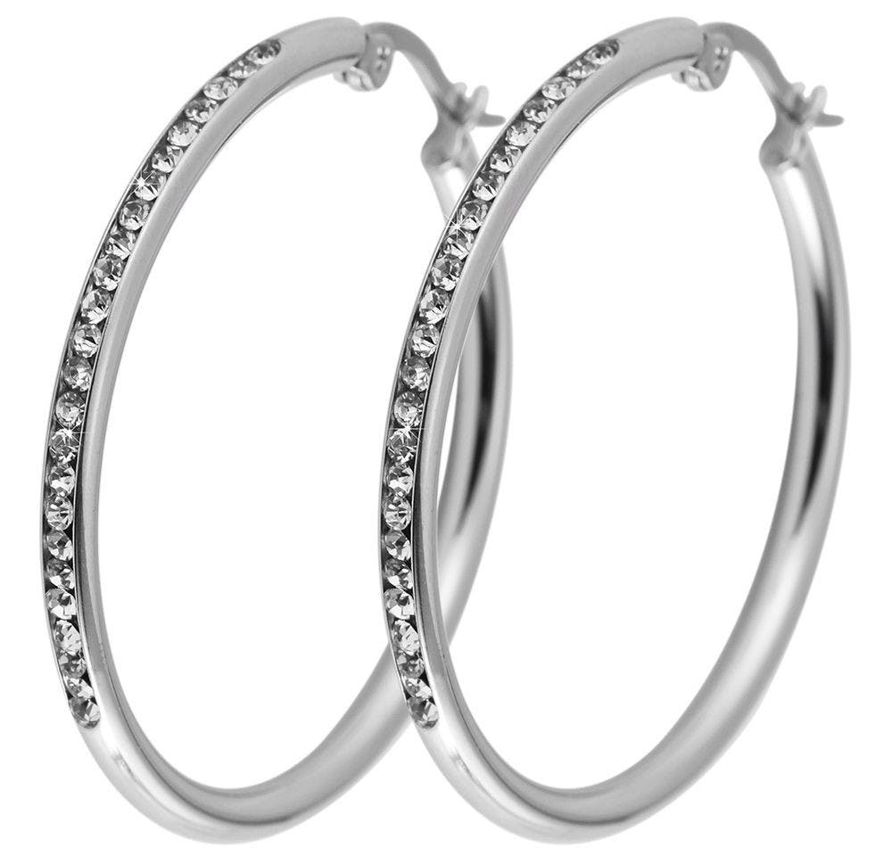 Akzent® Argolas Prateadas em Aço Inoxidável com Simili - 34 mm - 0062