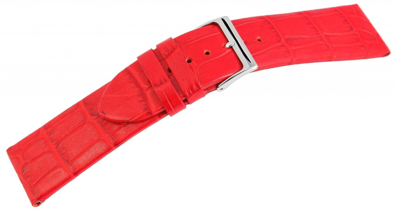 Mestre Artesão® Bracelete de Relógio Vermelha em Couro Genuíno – 26mm – 0104