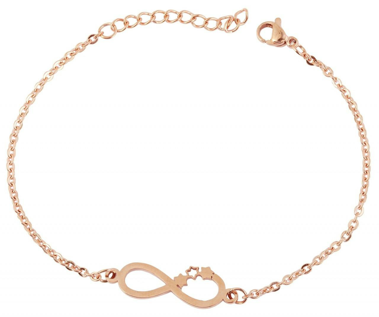 Akzent® Pulseira Infinito Rosa Dourado em Aço Inoxidável - 0379