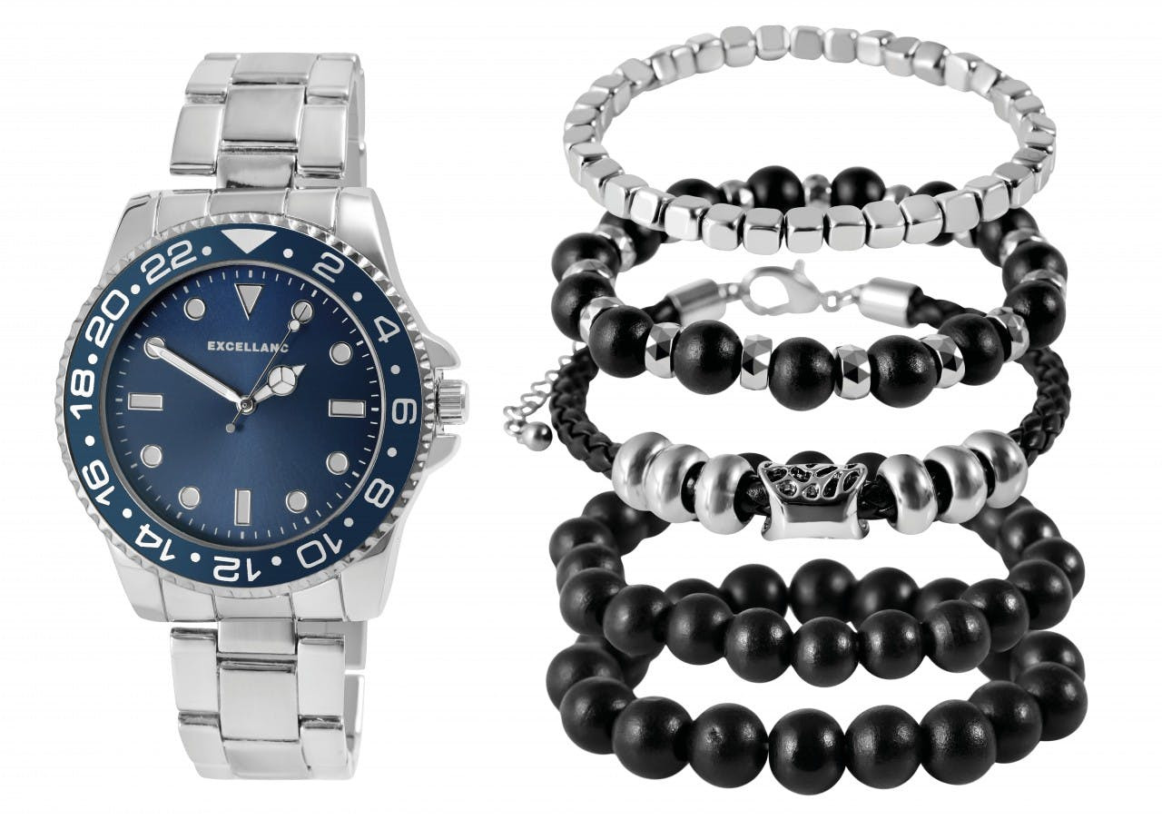 Excellanc® Conjunto Homem Relógio + Pulseiras