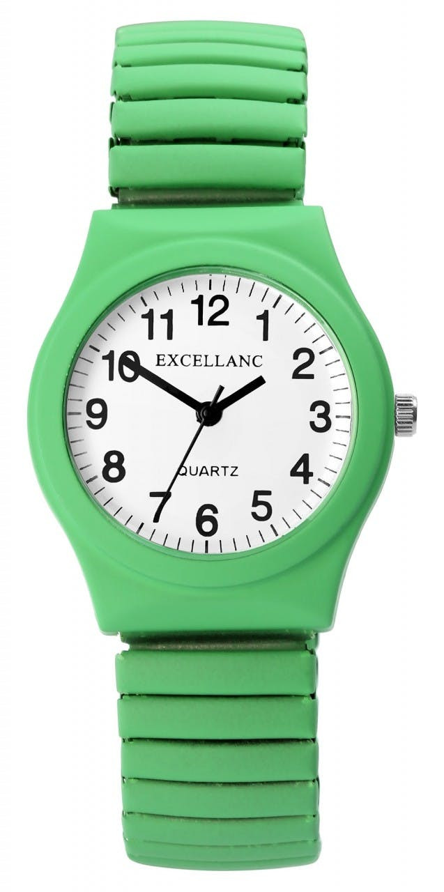 Relógio analógico com bracelete de silicone neon