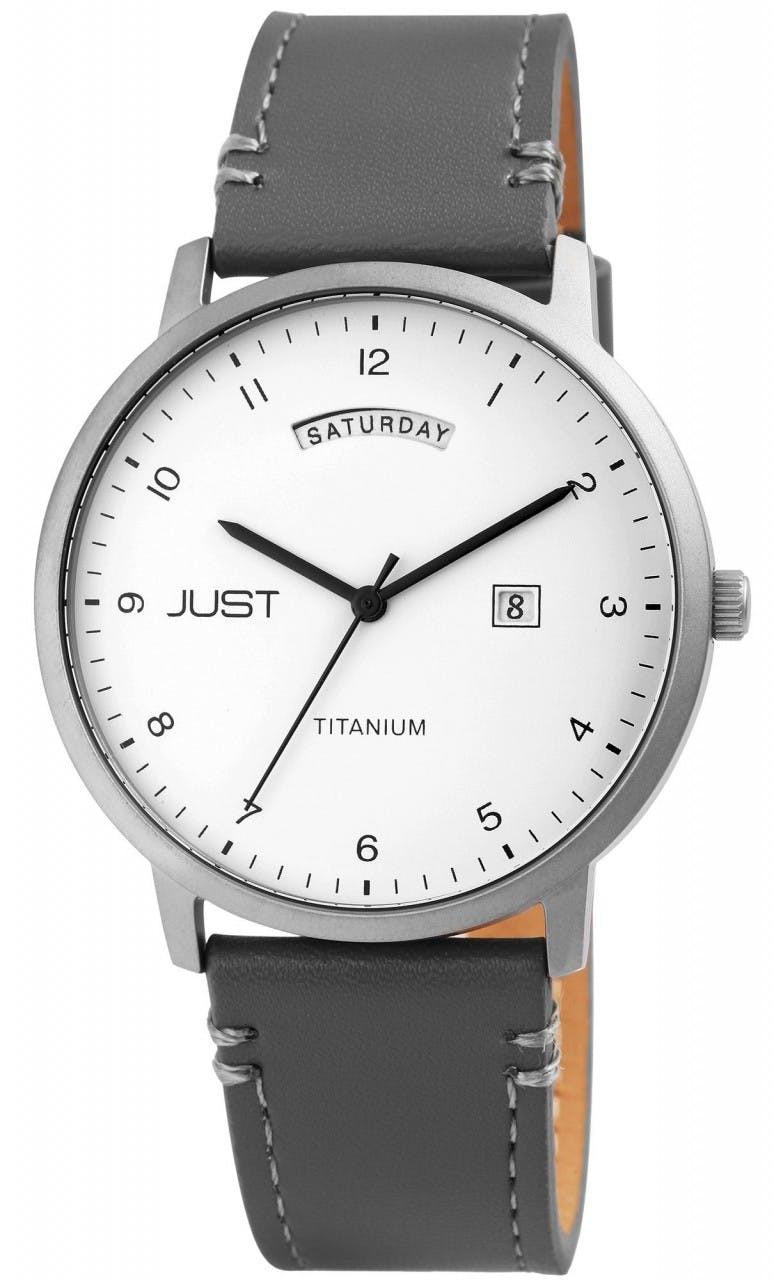 Relógio Just® Homem em Titânio com Bracelete em Pele Genuína - JU20191-002