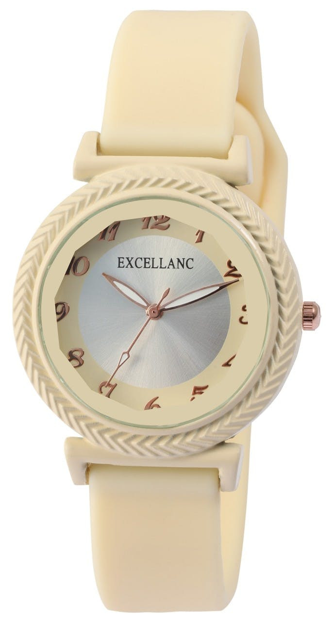 Relógio feminino silicone com caixa metálica e vidro mineral facetado - 1500010-003