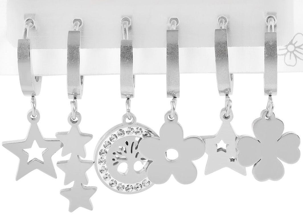 Akzent® Conjunto de 6 Brincos de Argola "Cove" em Aço Inoxidável - 0599 - 5050599-001