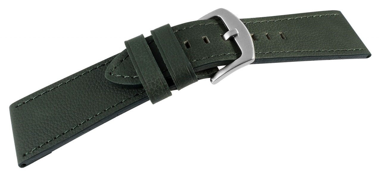 Mestre Artesão® Bracelete de Relógio em Couro Genuíno Muito Macia Verde Escuro 26mm