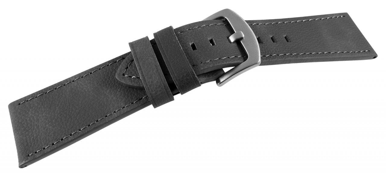 Mestre Artesão® Bracelete de Relógio em Couro Genuíno Muito Macia Cinza Escuro 20mm
