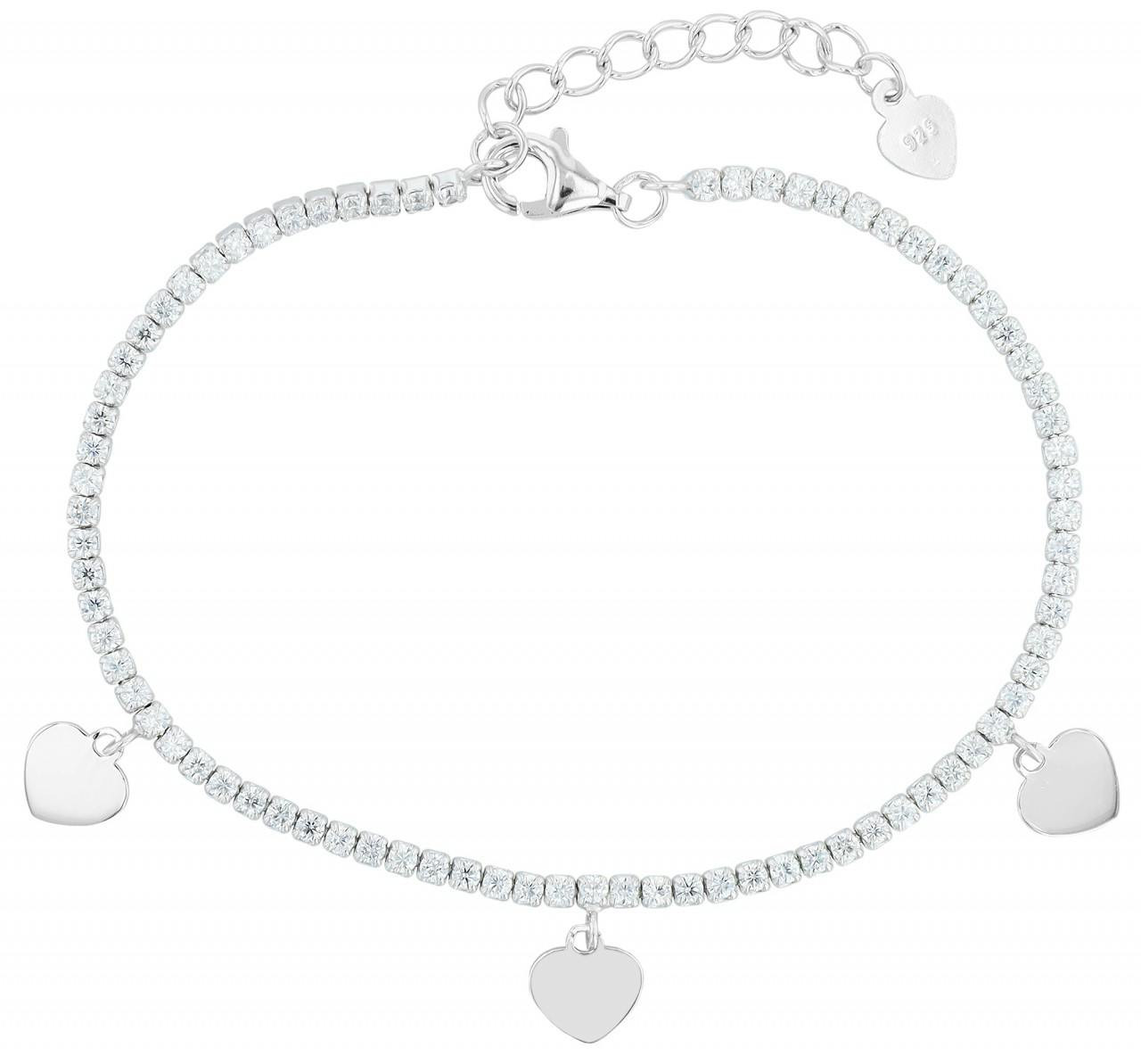 Pulseira "Lili" em Prata de Lei 925 com Zircônias Banhado a Ródio 17+3 cm