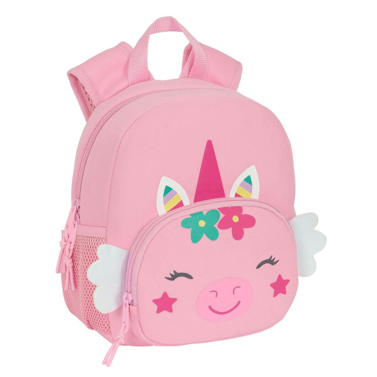 Mochila Infantil Safta Unicórnio Cor de Rosa 20 x 25 x 9 cm