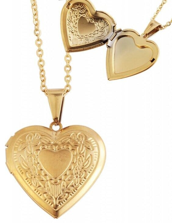 Akzent® Colar Medalhão Coração Dourado em Aço Inoxidável - 0095