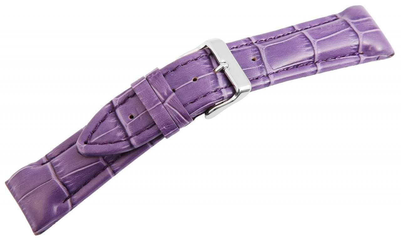 Mestre Artesão® Bracelete de Relógio Roxa em Couro Genuíno – 22mm – 0116