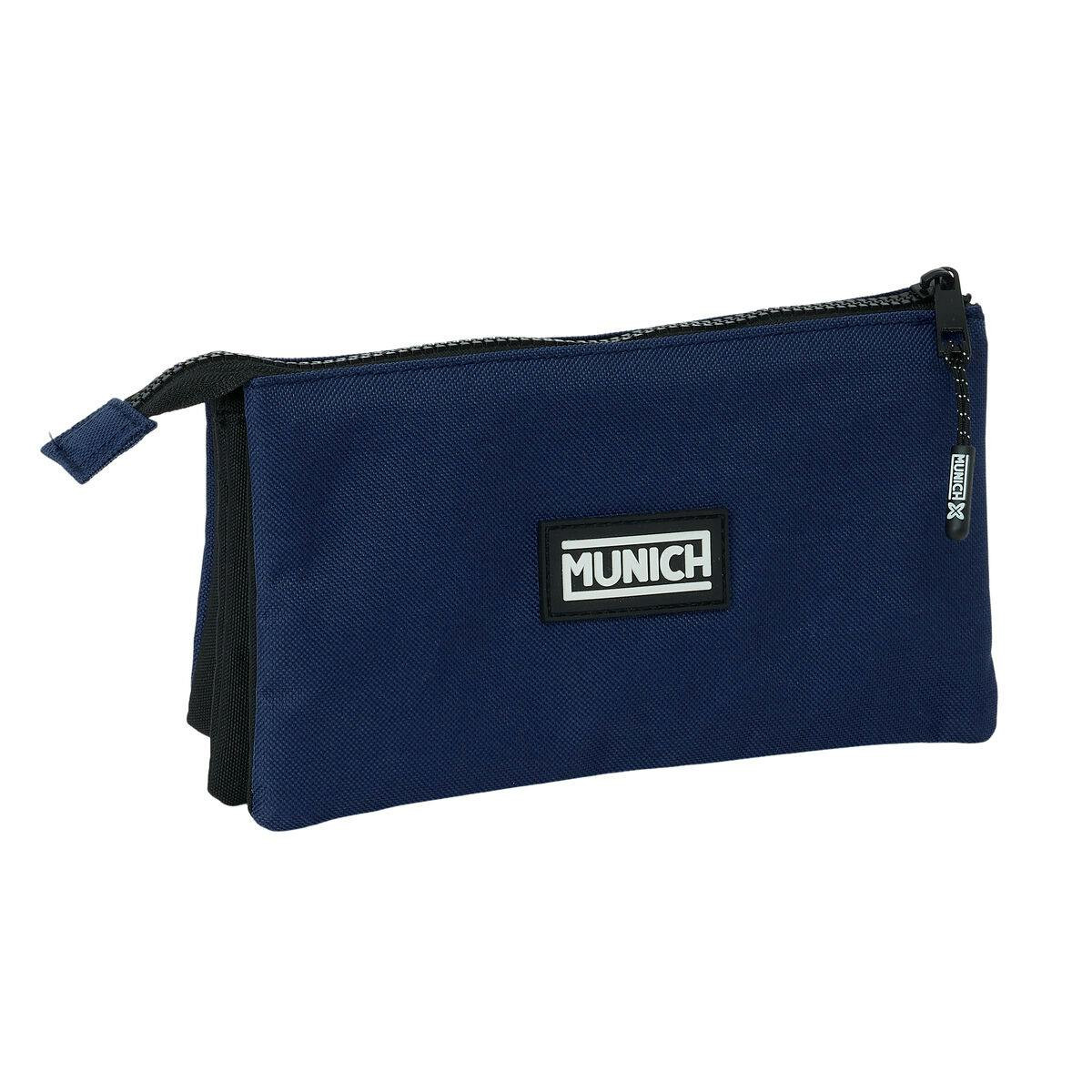 Estojo triplo Munich Basic azul-marinho