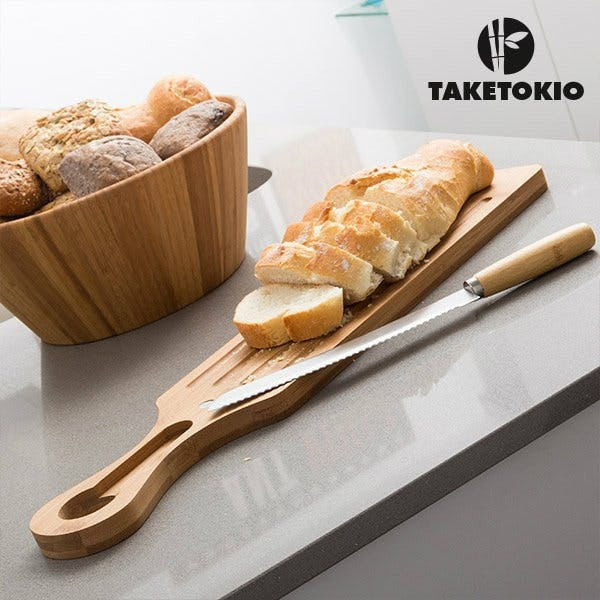 TakeTokio | Tábua e Faca Para Cortar Pão Em Bambú