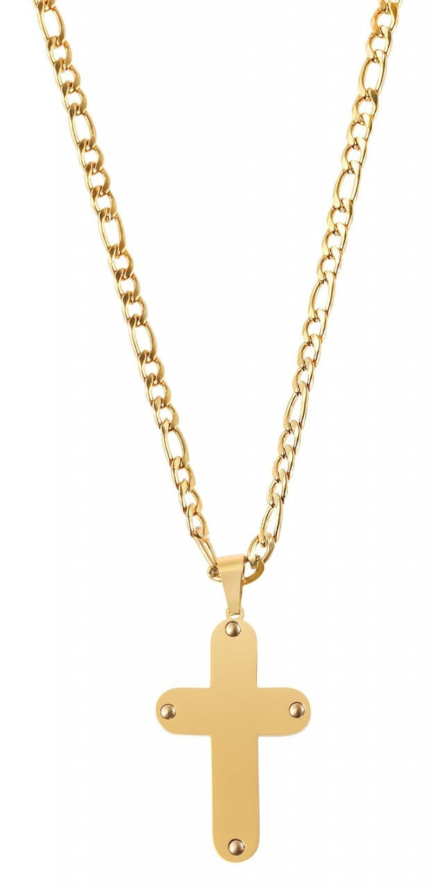 Akzent® Colar Cruz Dourado em Aço Inoxidável - 0401