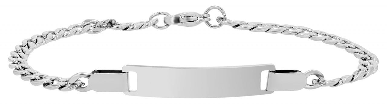 Akzent® Pulseira Gravável Prateada em Aço Inoxidável - 0624