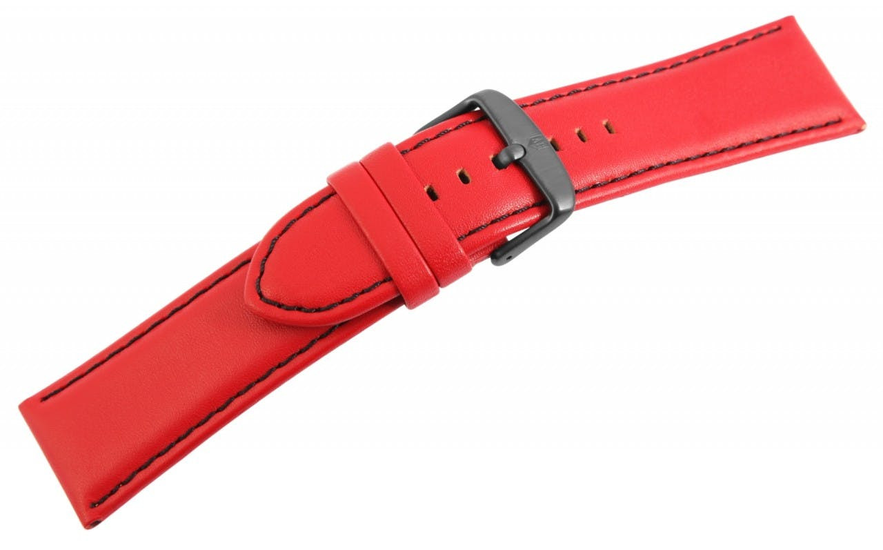 Mestre Artesão® Bracelete de Relógio Vermelha em Couro Genuíno - 26mm - 0150