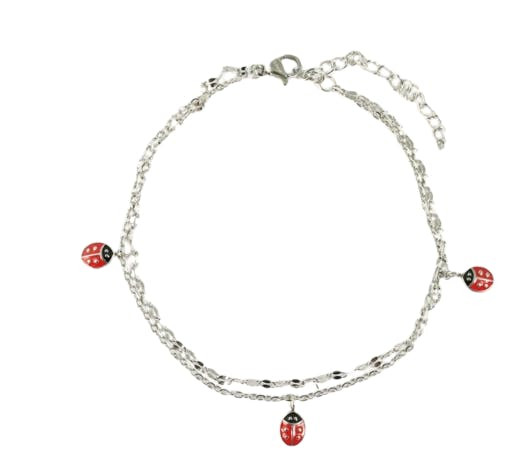 Coccinella® Tornozeleira Prateada em Aço Inoxidável 0079