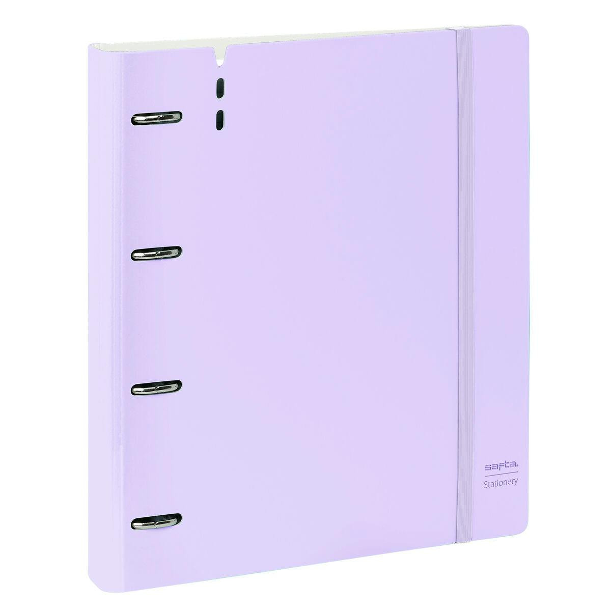 Pasta com 4 argolas, acabamento light purple, com recarga 100 folhas