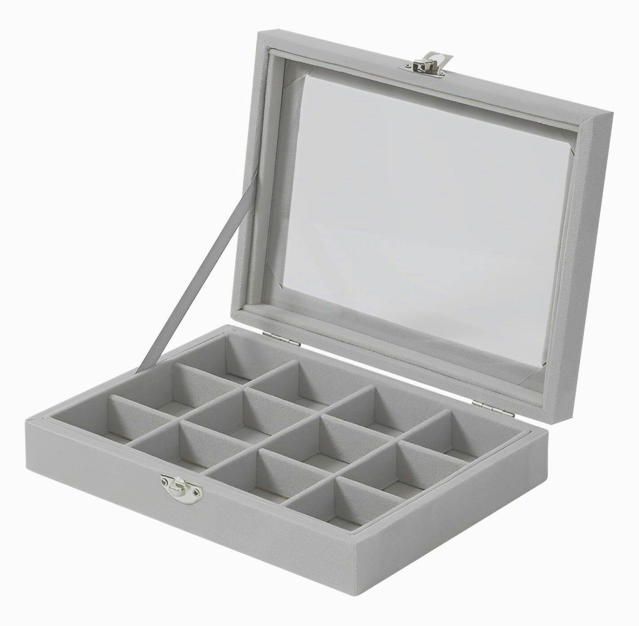 Organizador de Joias Herzberg HG-05309 com Tampa de Vidro com 12 Separadores