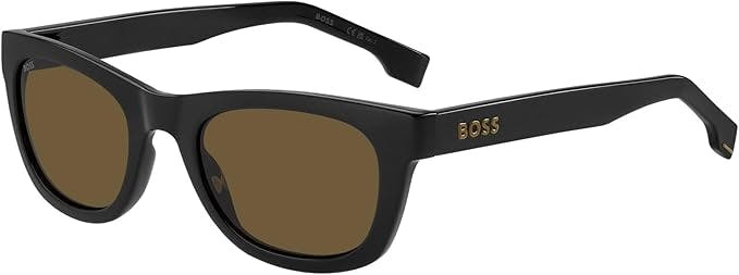 Óculos escuros masculinos BOSS 1649 S armação resina preta lentes castanhas UV400
