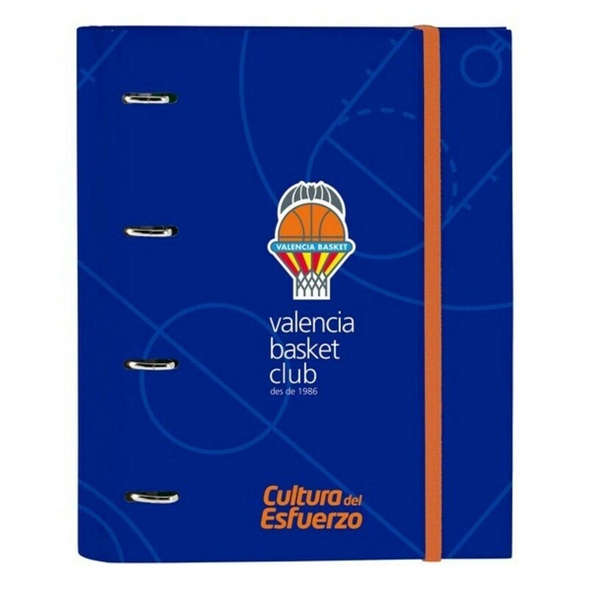 Pasta com 4 anilhas Valencia Basket em capa dura, design desportivo