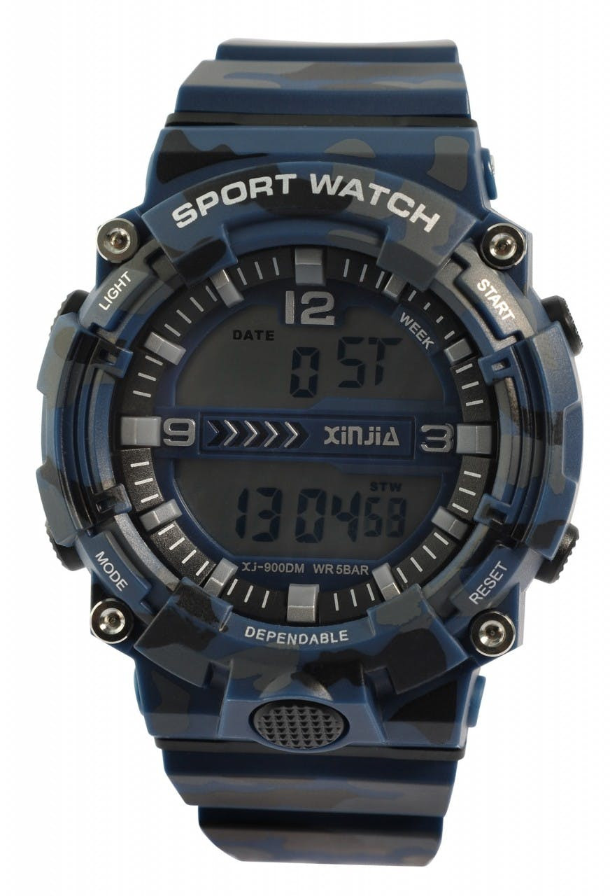 Relógio digital com bracelete camuflada em TPU - 2400028-003