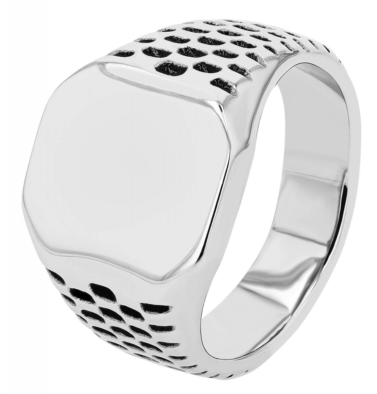 Akzent® Anel Gravável Masculino Prateado em Aço Inoxidável - Tam.66 - 0107