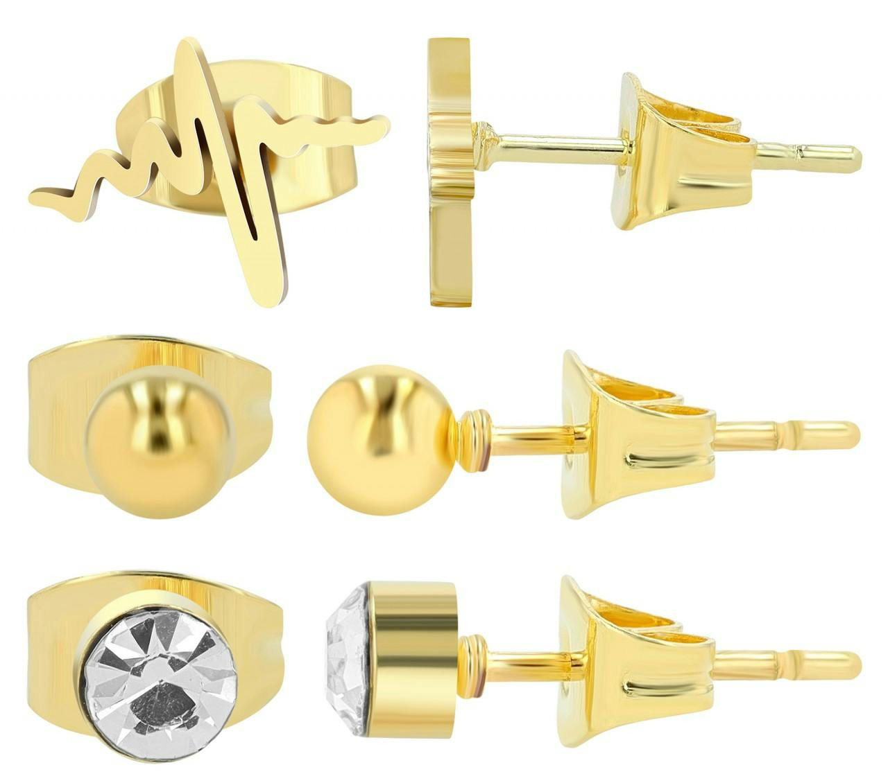 Akzent® Conjunto de 3 Pares de Brincos Dourados 0833 - 5050833-006