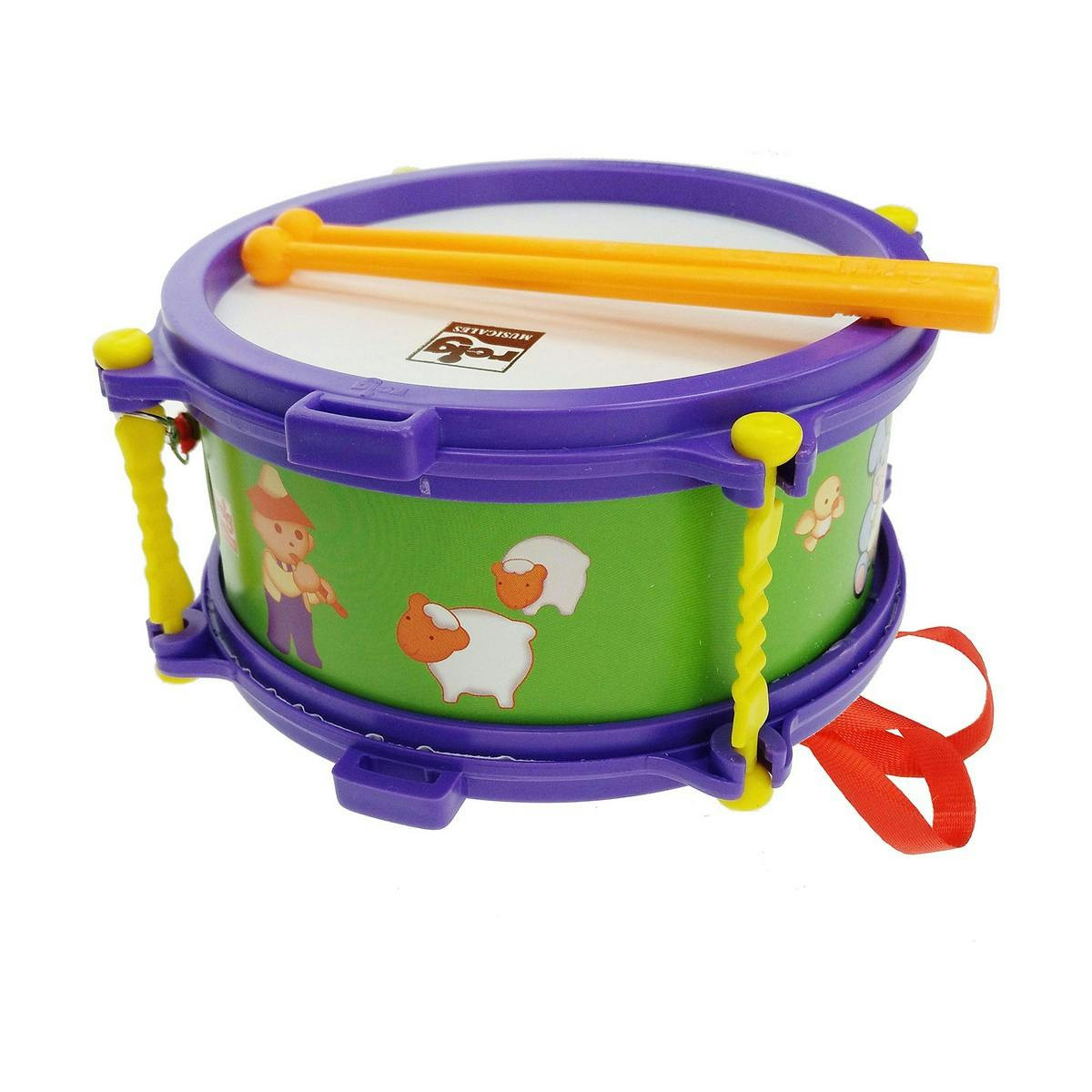 Tambor infantil design animais 20 cm brinquedo musical