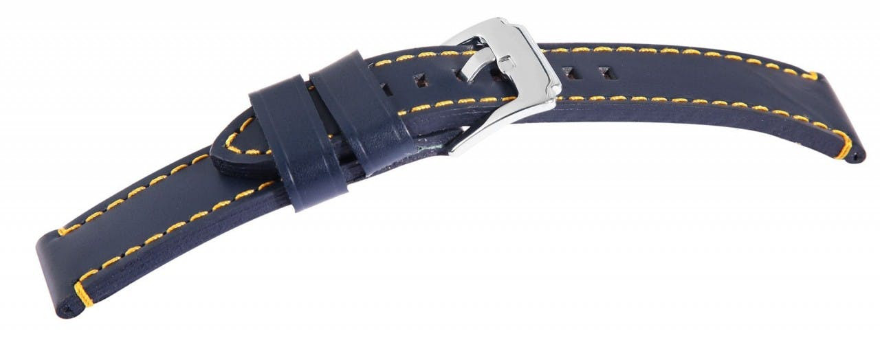Mestre Artesão® Bracelete de Relógio Azul Escuro em Pele Genuína - 24mm - 0435