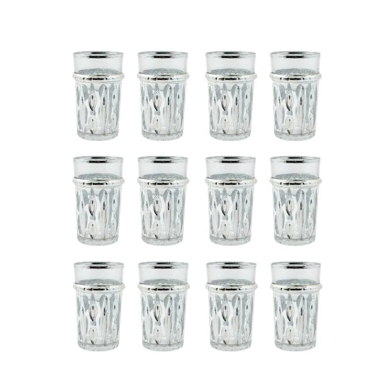 Eisenbach® Conjunto de copos de chá com detalhes em prata (12 peças) EB-GLS12S