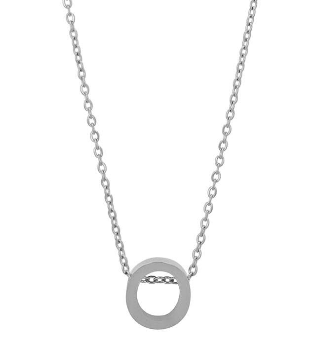 Akzent® Colar “Courrier” Prateado Letra O em Aço Inoxidável 45+5 cm