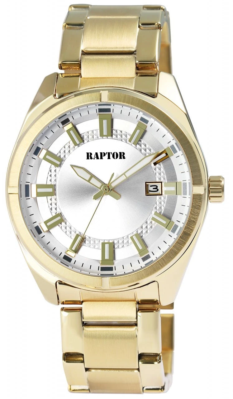 Relógio Raptor® Homem com Bracelete Dourada em Aço Inoxidável 0405