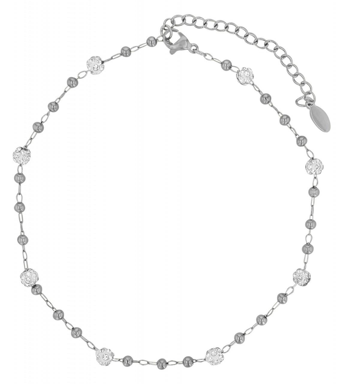 Akzent® Pack de 4 Pulseiras de Pé “Peggy” Prateadas com Pedras Brilhantes em Aço Inoxidável 0093 - 5110093-023