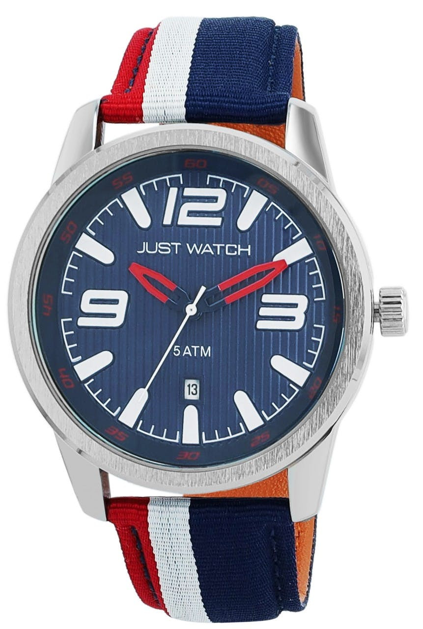 Relógio Just® Homem com Bracelete Tricolor em Nylon e Couro Genuíno 0180 - JW20180-003