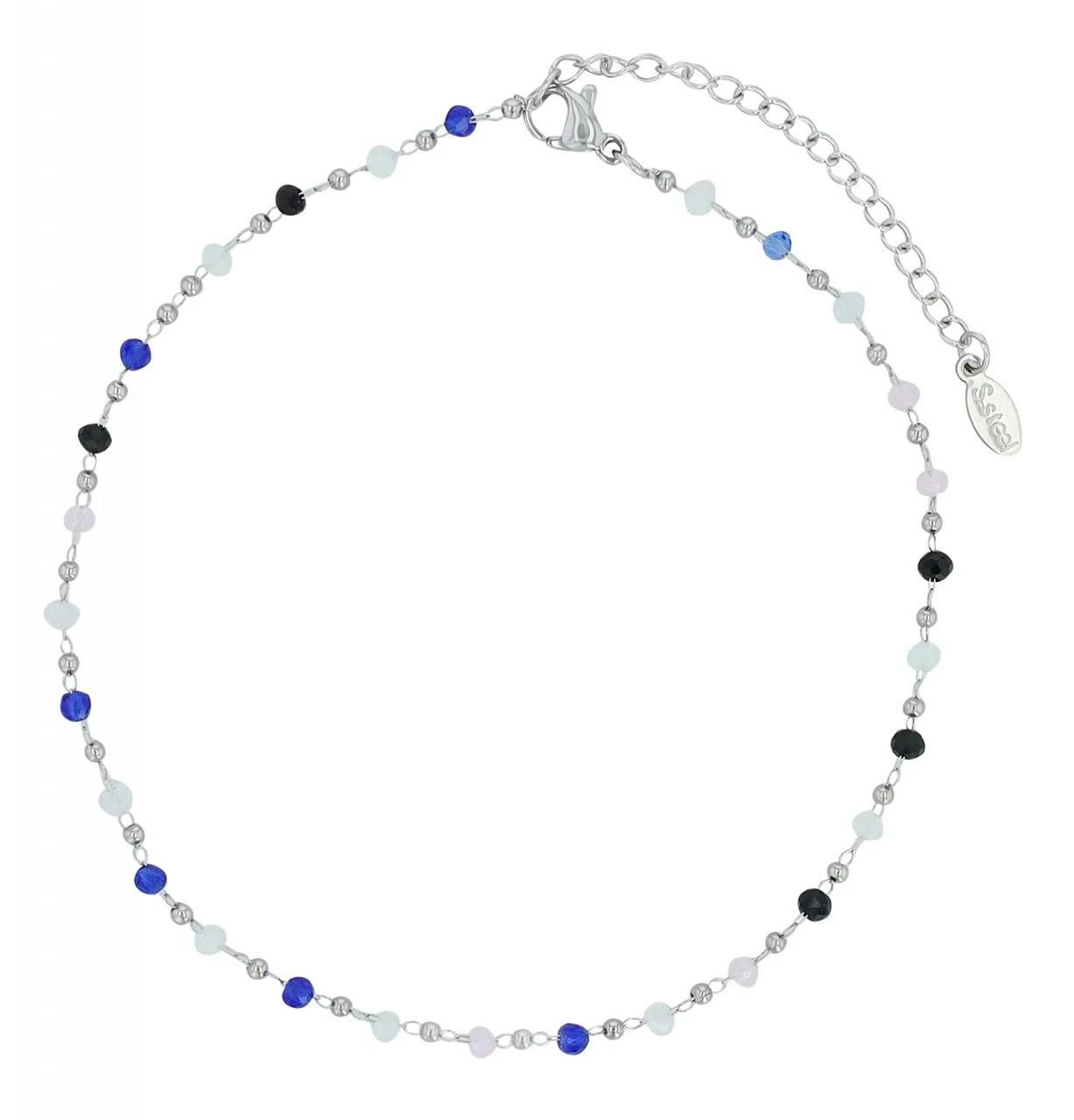 Akzent® Pack de 4 Pulseiras de Pé “Peggy” Prateadas com Pedras Multicoloridas em Aço Inoxidável 0093 - 5110093-019