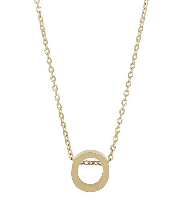 Akzent® Colar “Littri” Dourado Letra O em Aço Inoxidável 45+5 cm