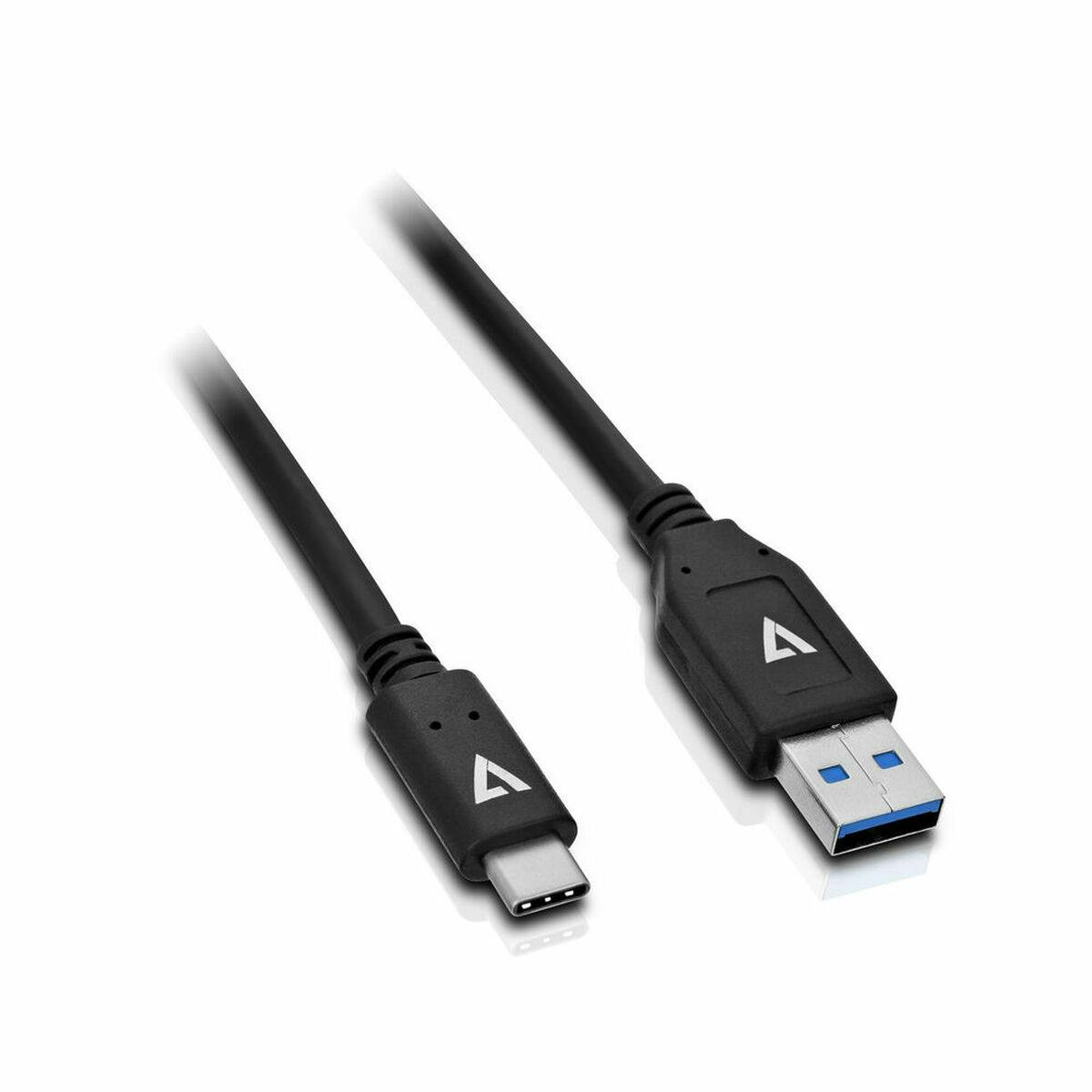 Cabo USB A para USB C V7 V7U2C-1M-BLK-1E Preto 1 m