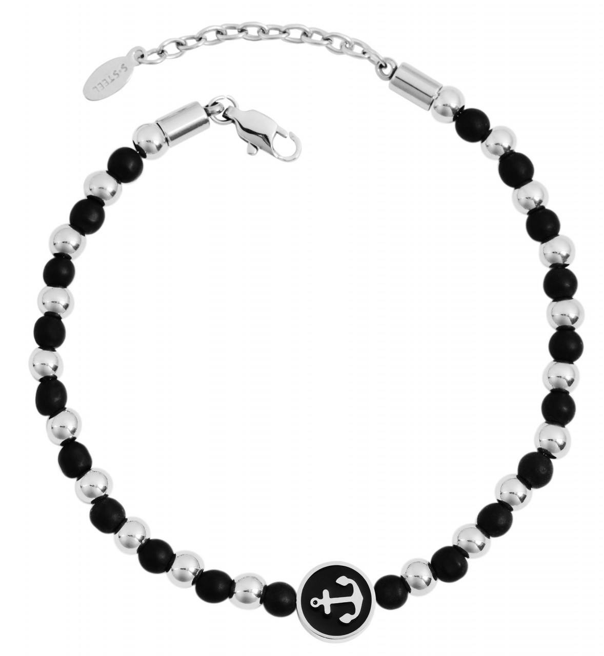 Akzent® Pulseira "Kyano" Preta em Aço Inoxidável 19+3 cm