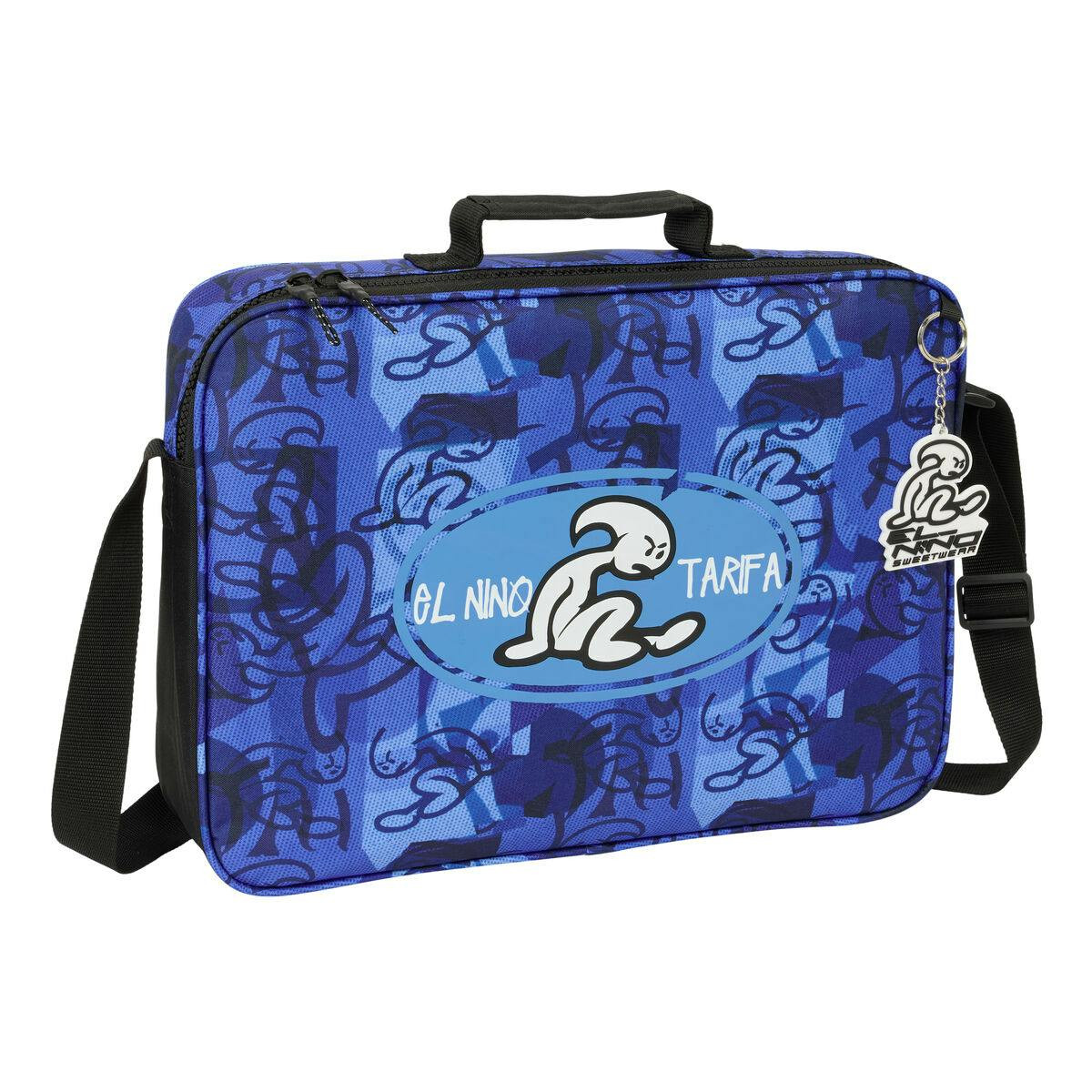 Pasta Escolar El Niño Roller Azul Preto 38 x 28 x 6 cm