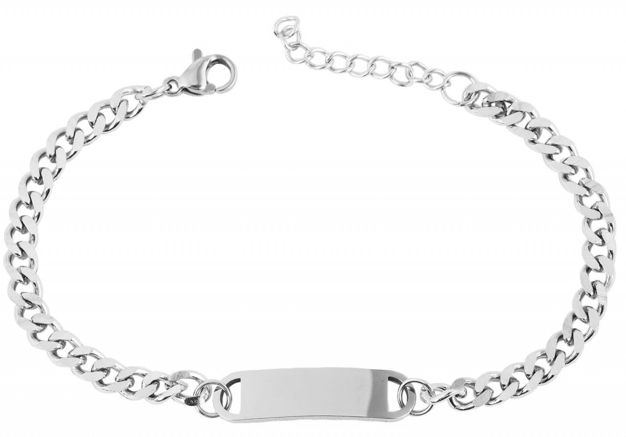 Akzent® Pulseira "Benny" Gravável em Aço Inoxidável 17 + 3 cm 0382