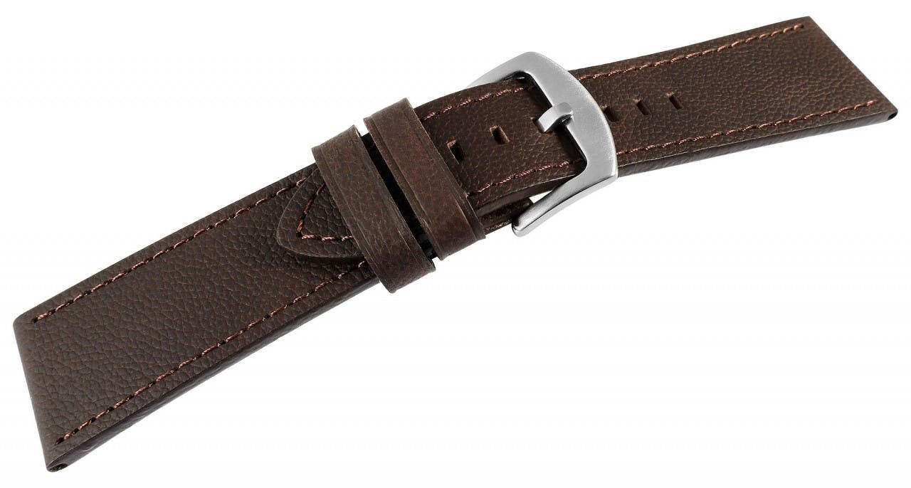 Mestre Artesão® Bracelete de Relógio em Couro Genuíno Muito Macia Castanho Escuro 18mm