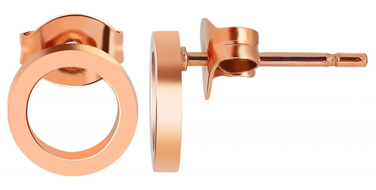 Akzent® Brincos Redondos Rose Gold em Aço Inoxidável 0216