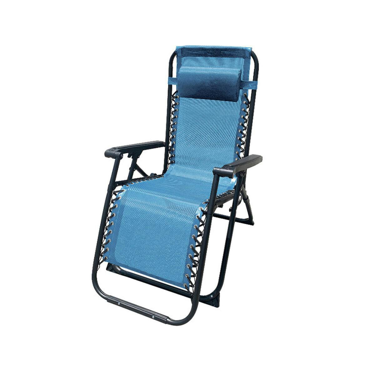 Marbueno Espreguiçadeira Dobrável de Aço com Almofada para Jardim e Piscina 90x66x108 cm Azul 10345