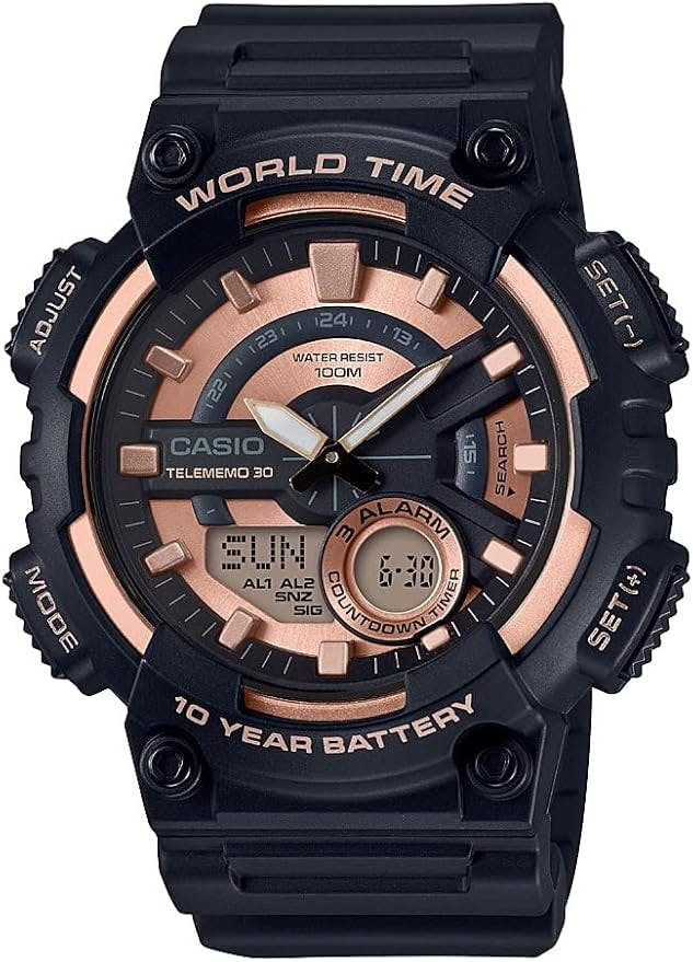 Relógio digital AEQ-110W bracelete em resina preta