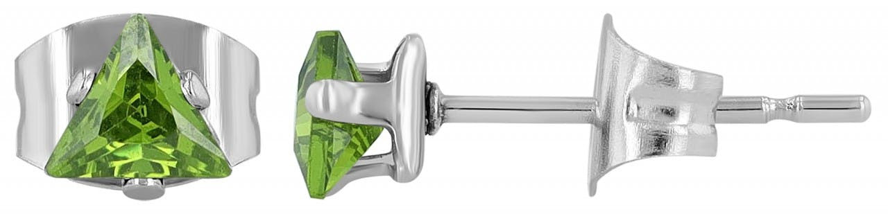 Akzent® Brincos em Aço Inoxidável com Zircônia Verde 0746