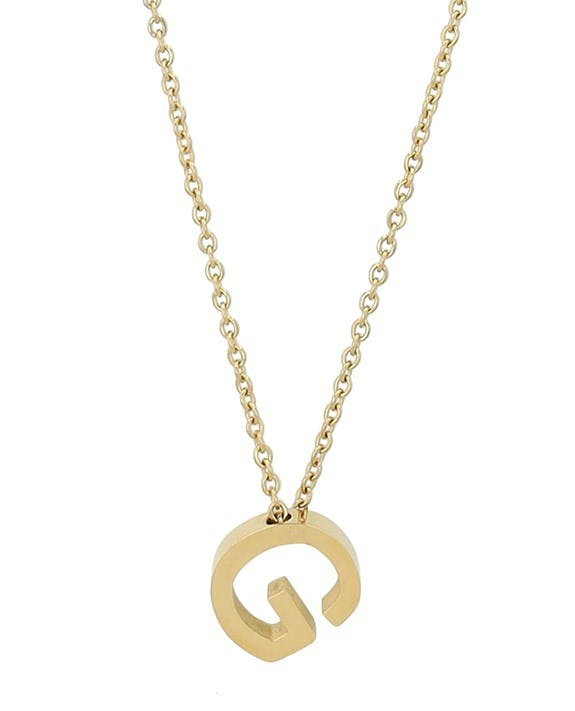 Akzent® Colar “Littri” Dourado Letra G em Aço Inoxidável 45+5 cm