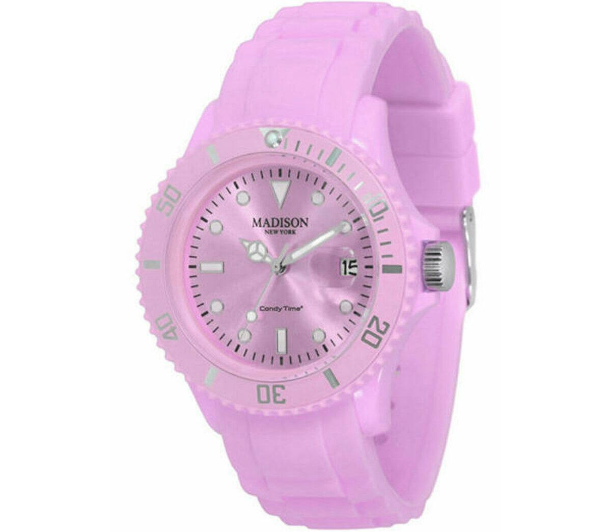 Relógio feminino Madison 40 mm silicone rosa